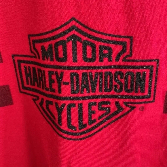 Harley-Davison cherry red and black long sleeve graphic logo tee size M - Picture 3 of 7